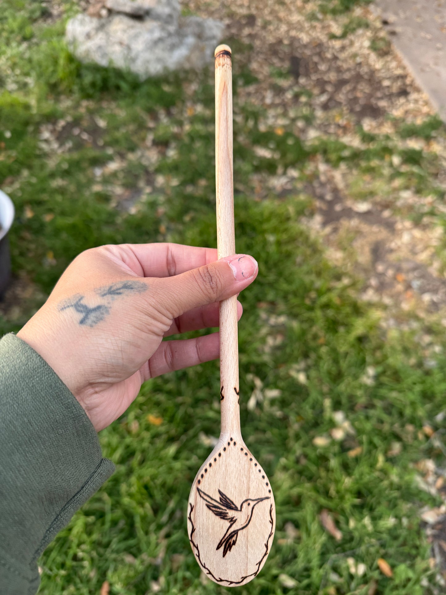 Hummingbird // Hand Burned Wooden Spoon