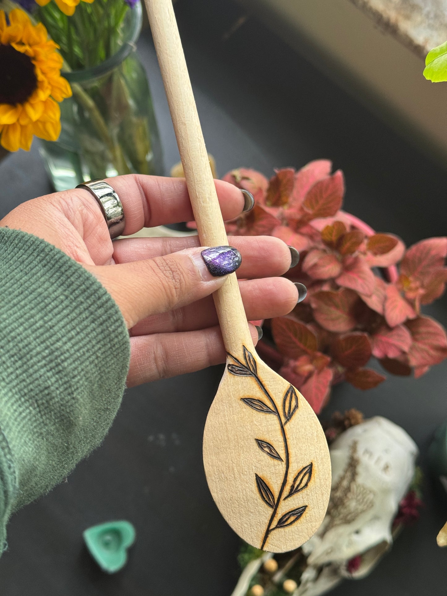 Butterfly & Vines // Hand Burned Wooden Spoon