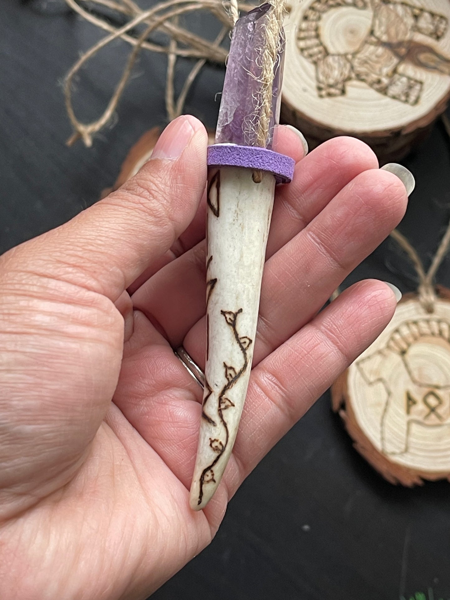 Amethyst Disir Yule Tree Antler Ornament