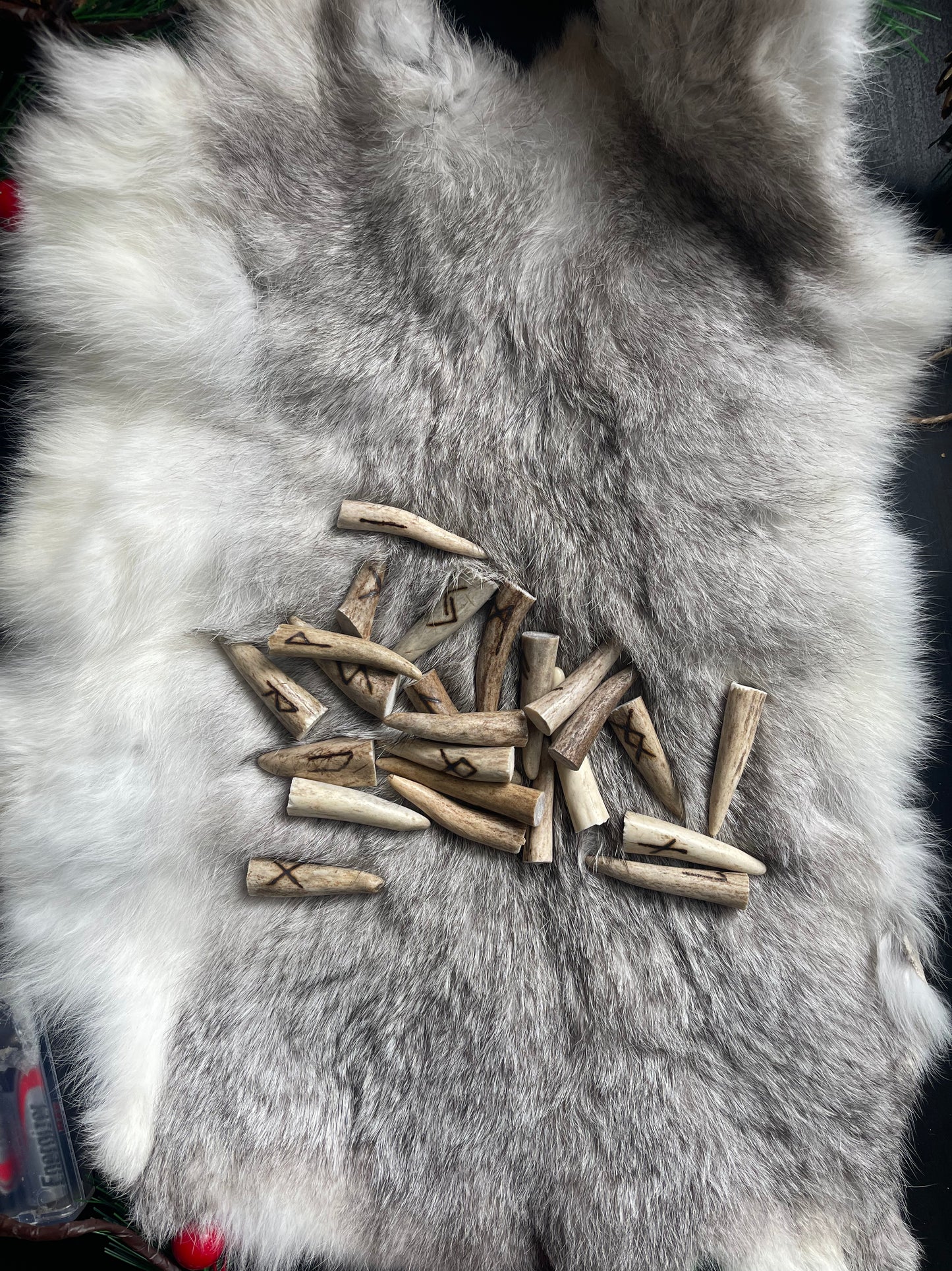 Rabbit Fur Elder Futhark Rune Set