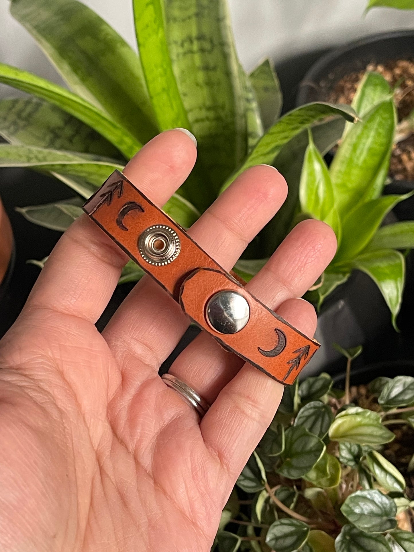 Valkyrie Hand Burned Leather Bracelet