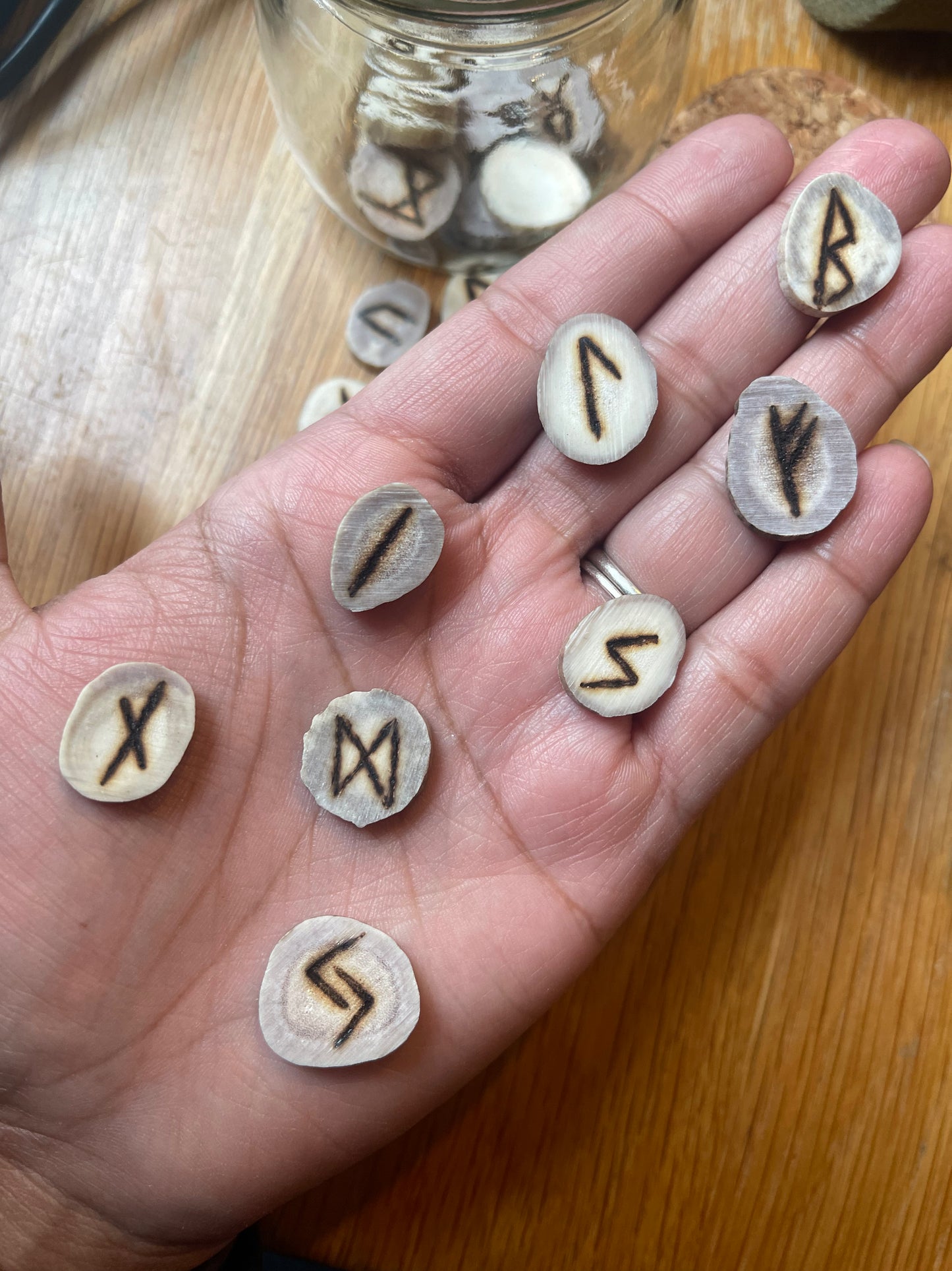 Antler Tip Slices Elder Futhark Rune Set