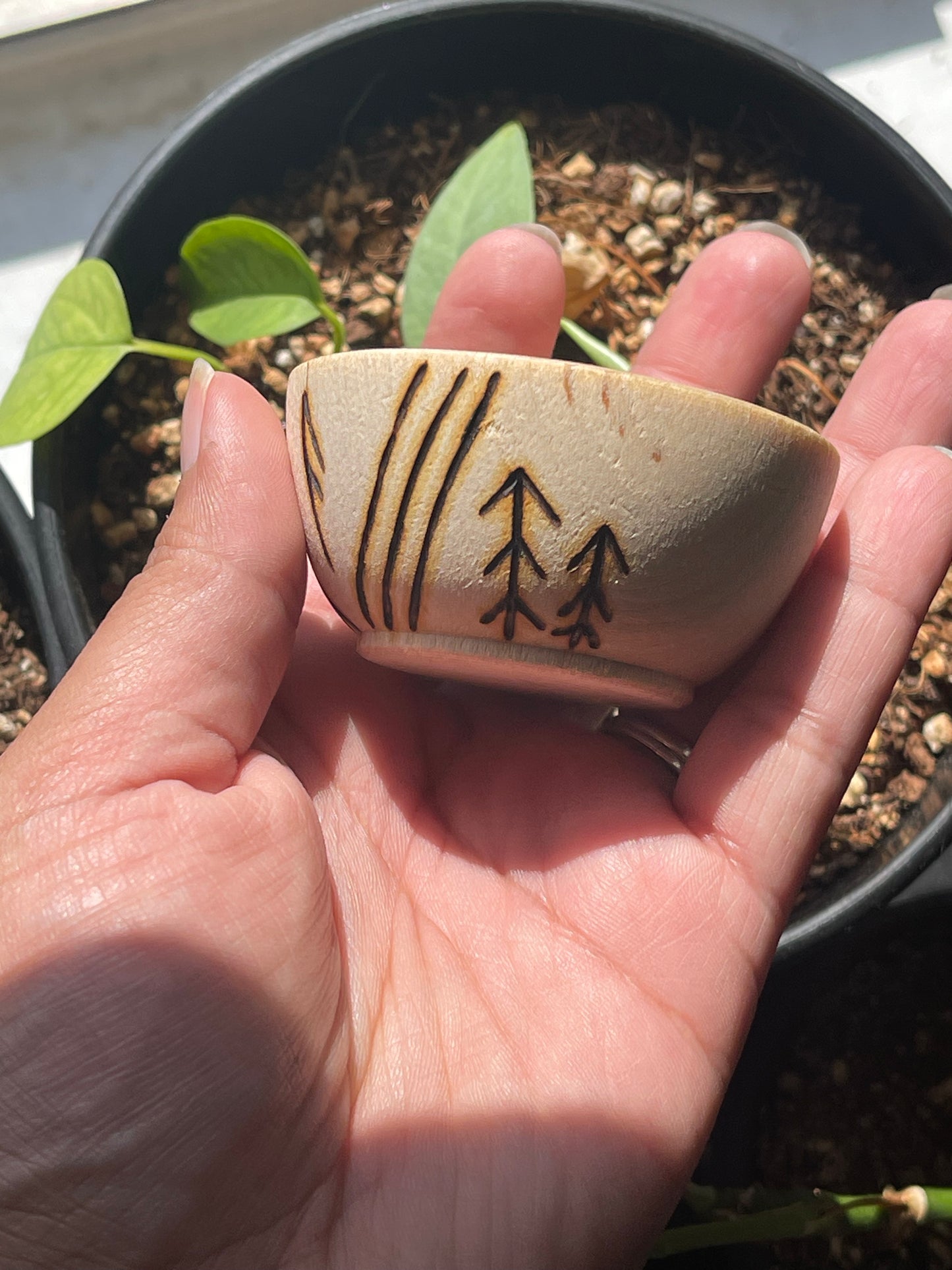 Ansuz Hand Burned Mini Wooden Altar Bowl