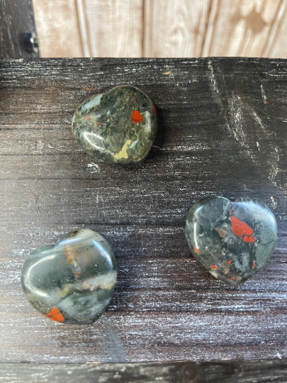 African Bloodstone Mini Puffy Hearts