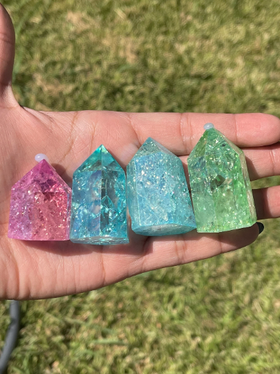 Angel Aura Crackled Quartz Towers
