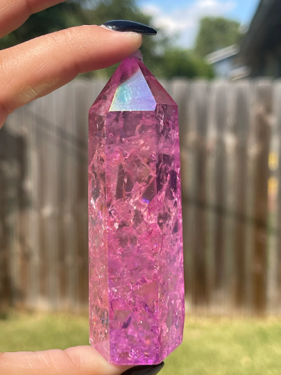 Angel Aura Crackled Quartz Towers