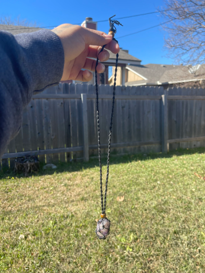 Black Chord Crystal Necklace Cage for Tumbled Stone