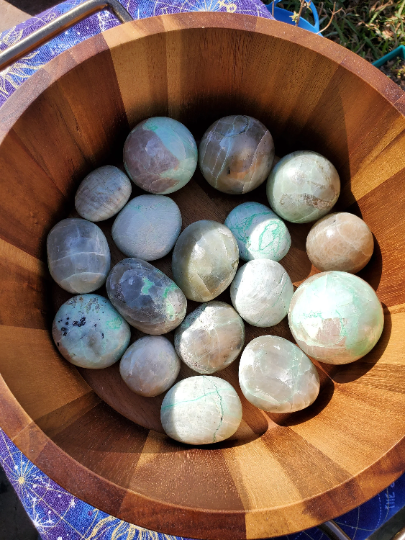 Medium Green Moonstone Palm Stones