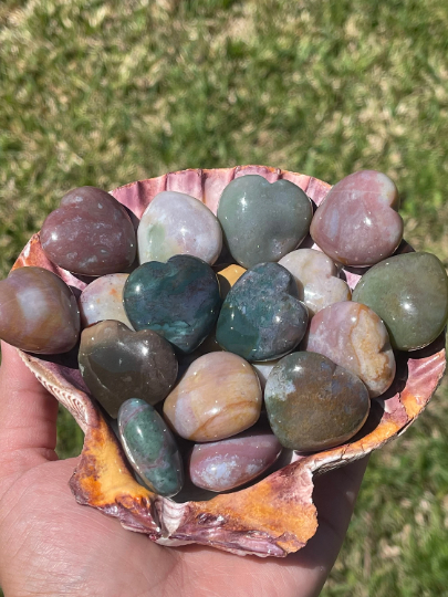 High Quality Mini Ocean Jasper Hearts