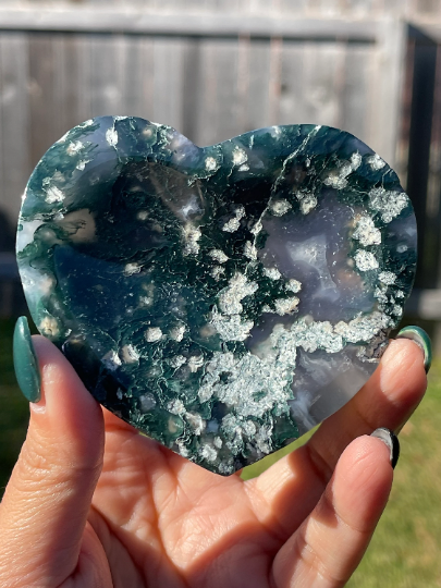 Moss Agate Bowls Heart Coffin