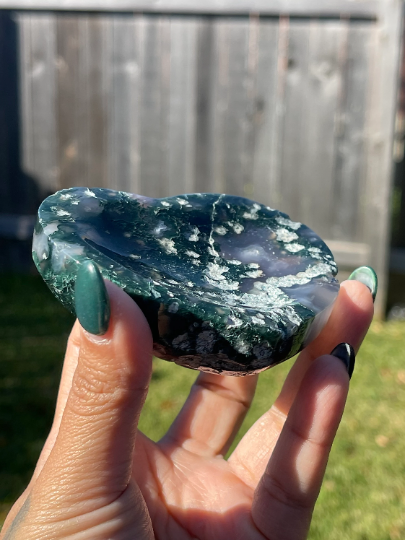 Moss Agate Bowls Heart Coffin