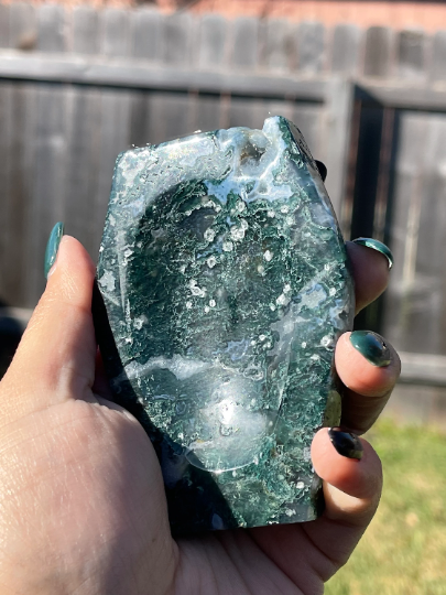 Moss Agate Bowls Heart Coffin