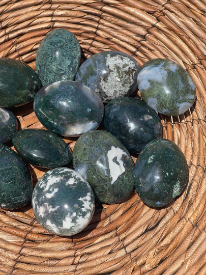 Moss Agate Palm Stones