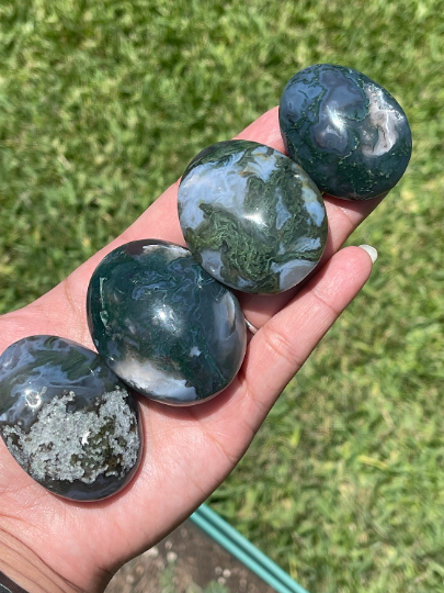 Moss Agate Palm Stones
