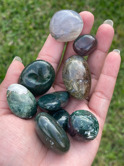 Moss Agate Tumbles The Gardner's Stone