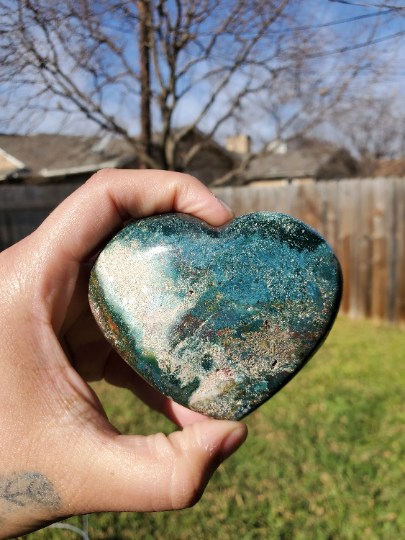 Ocean Jasper Heart Medium and Large