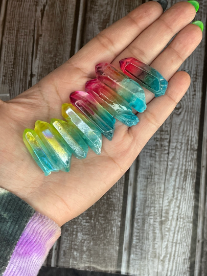 Rainbow Aura Quartz Points