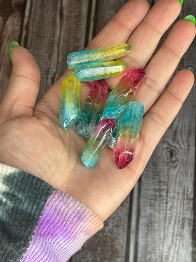 Rainbow Aura Quartz Points