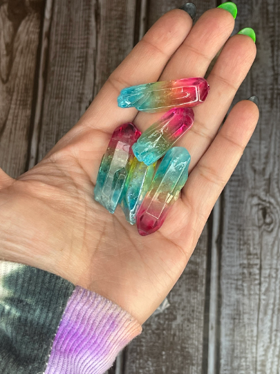 Rainbow Aura Quartz Points