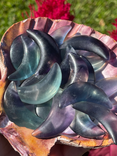 Rainbow Fluorite Crescent Moons