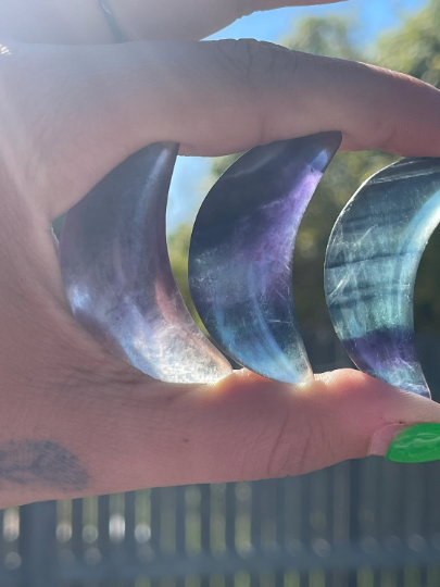Rainbow Fluorite Crescent Moons