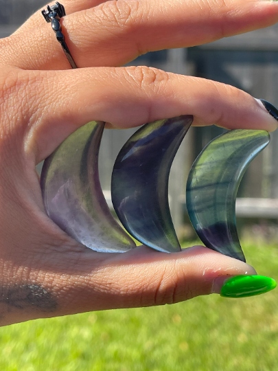 Rainbow Fluorite Crescent Moons