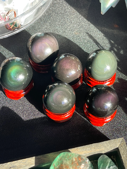 Rainbow Obsidian Spheres Lg Med Sm