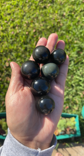 Rainbow Obsidian Spheres Lg Med Sm