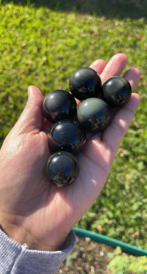 Rainbow Obsidian Spheres Lg Med Sm