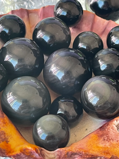 Rainbow Obsidian Spheres Lg Med Sm