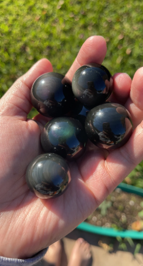 Rainbow Obsidian Spheres Lg Med Sm