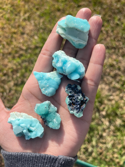 Raw Aragonite with Azurite Specimens