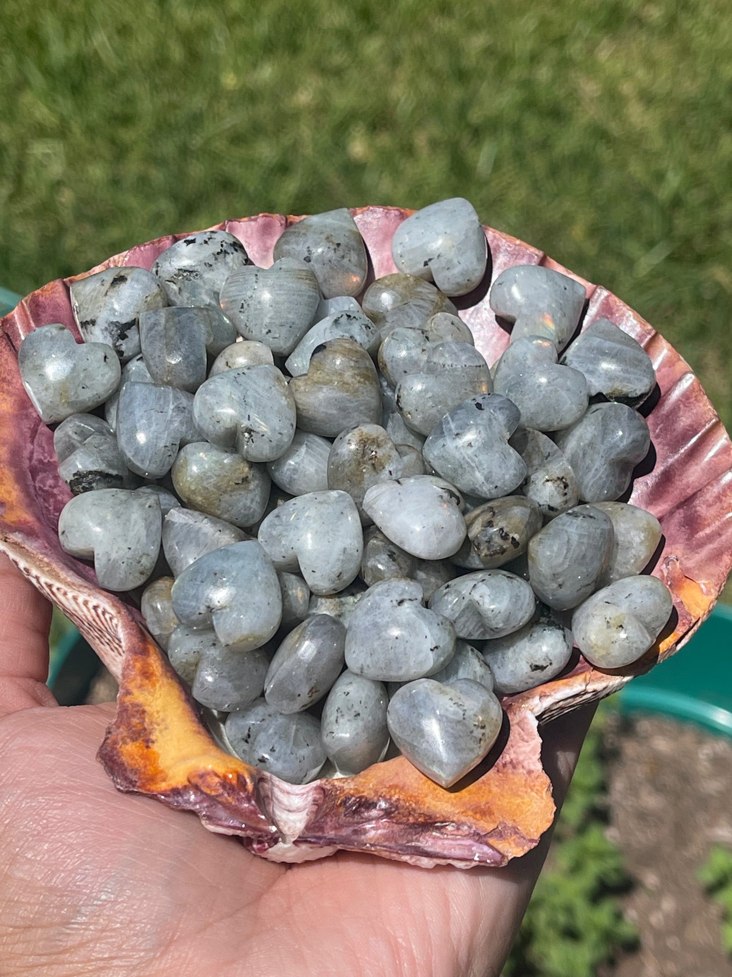 Extra Mini Light Labradorite Hearts