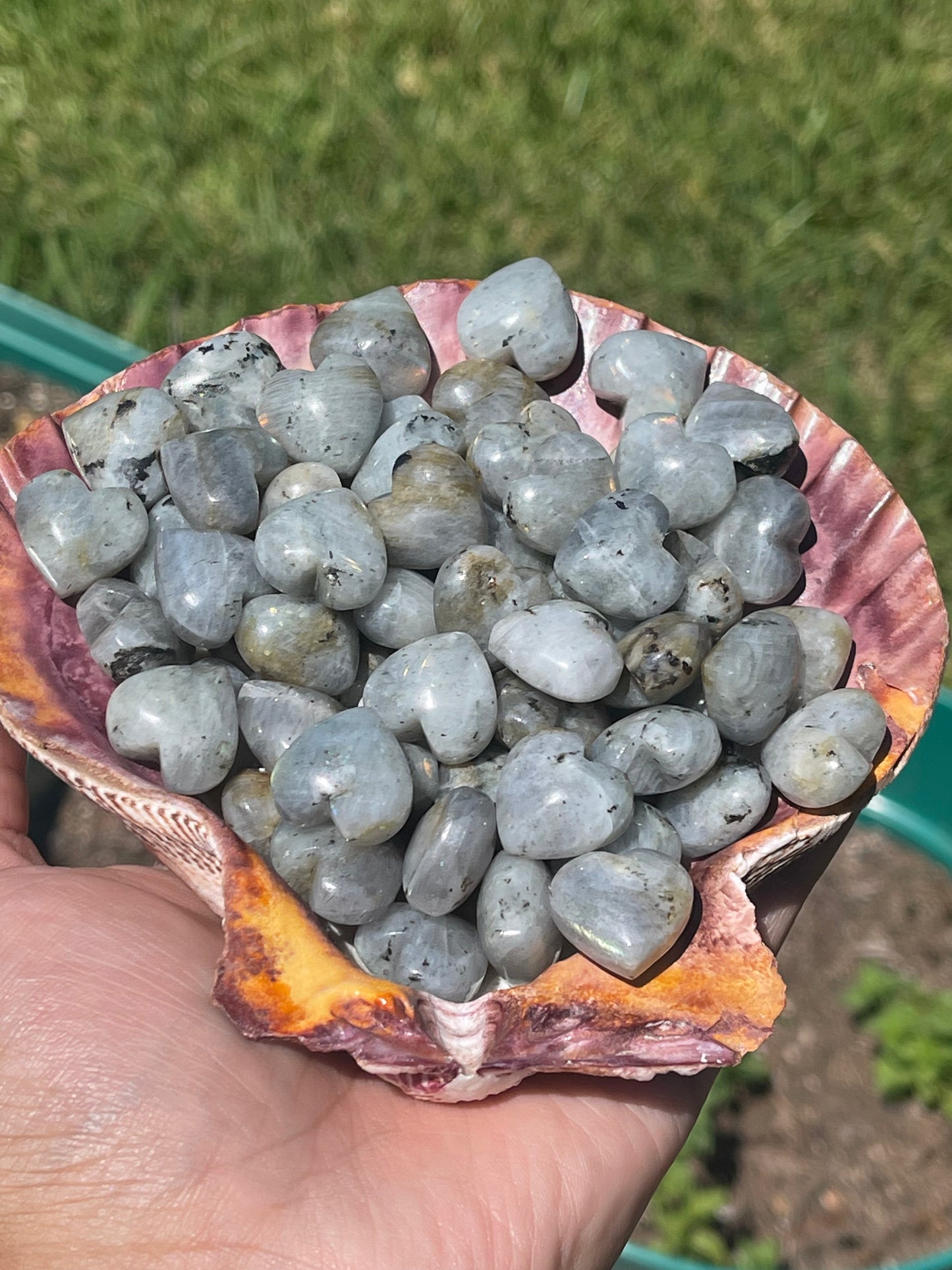 Extra Mini Light Labradorite Hearts
