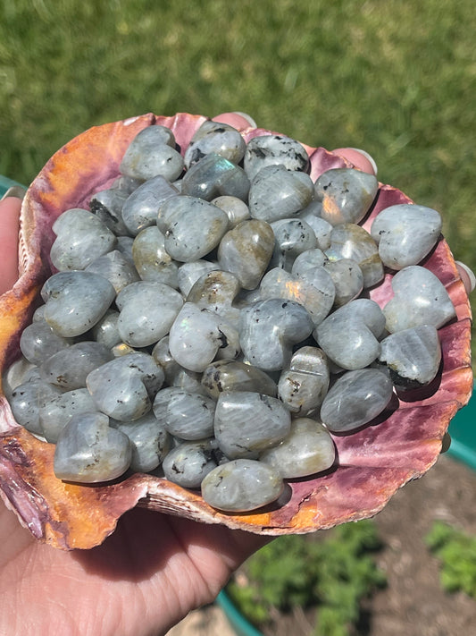 Extra Mini Light Labradorite Hearts