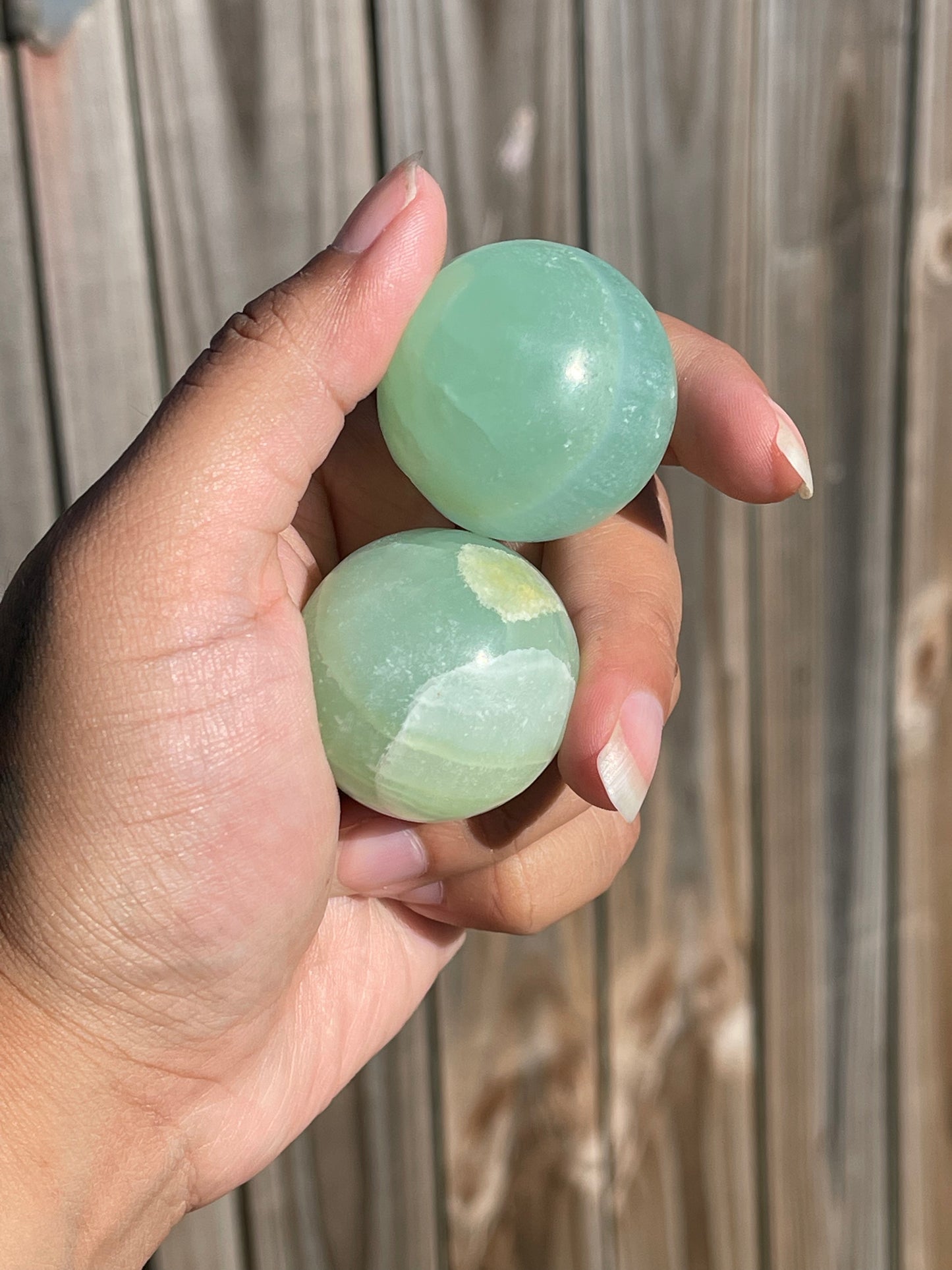 Pistachio Calcite Spheres