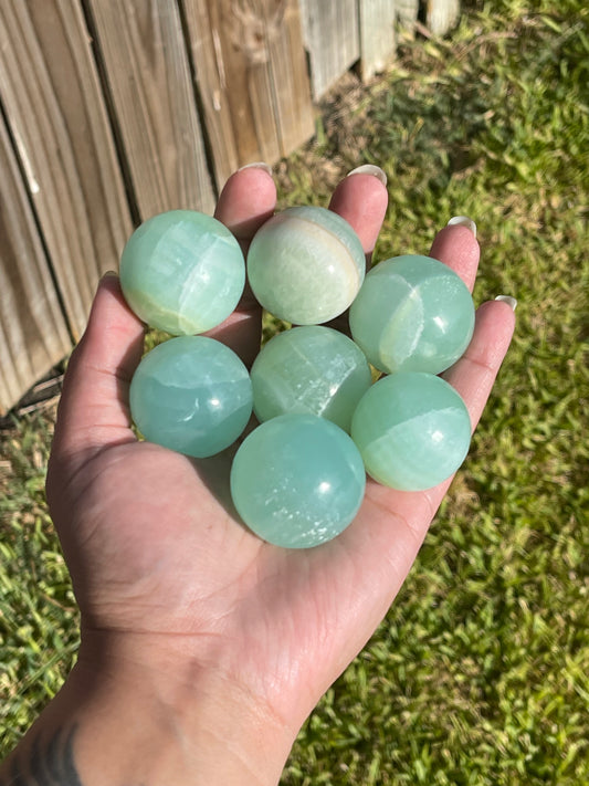 Pistachio Calcite Spheres