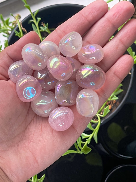 Angel Aura Rose Quartz Tumbles