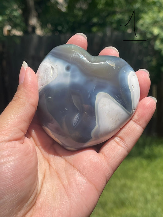 Orca Agate Hearts