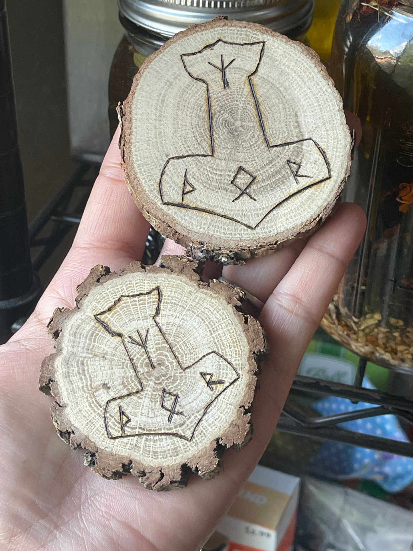 Hand Burned Pine Altar Tiles