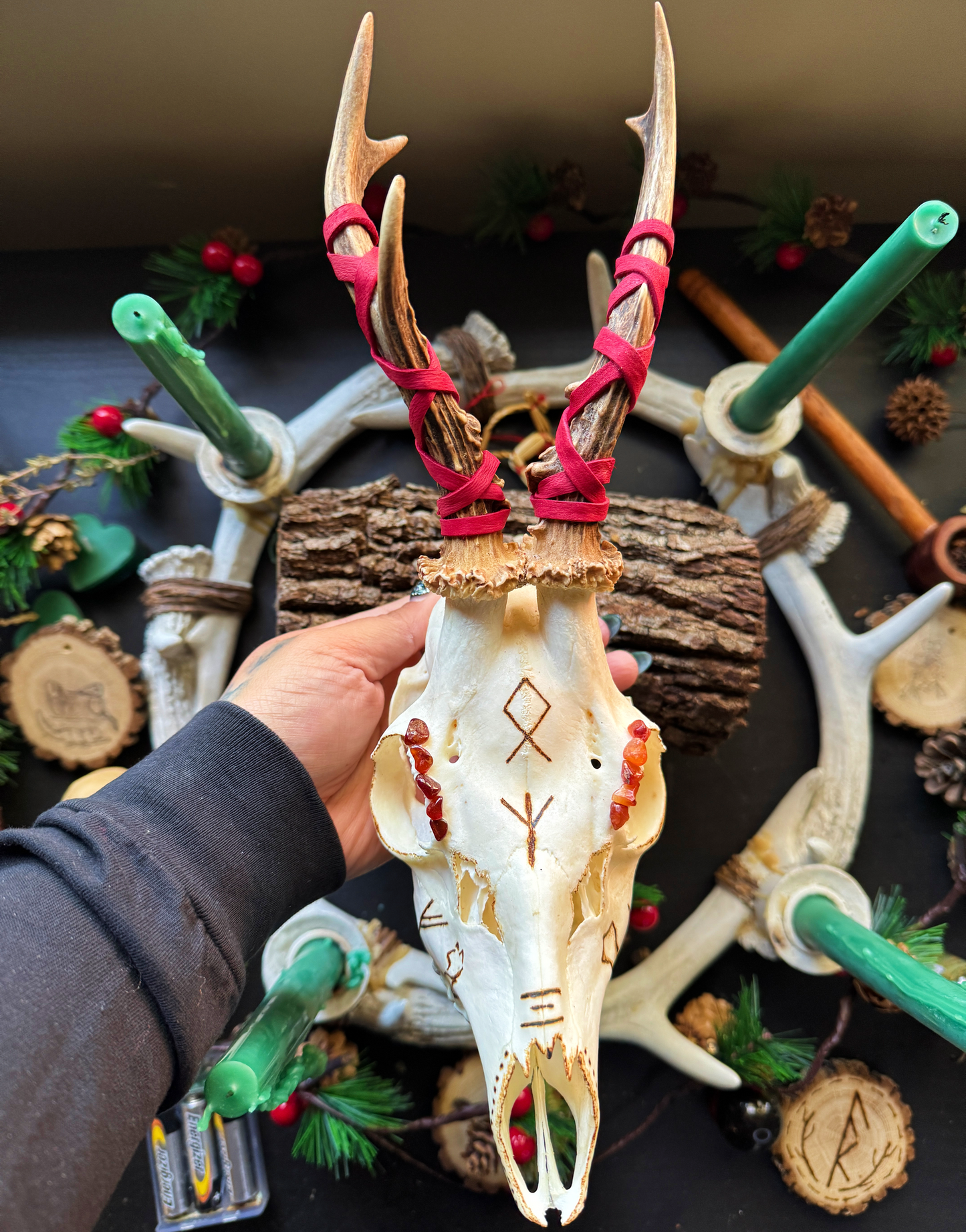 Freyja and Thor Roe Deer Skull Hand Burned