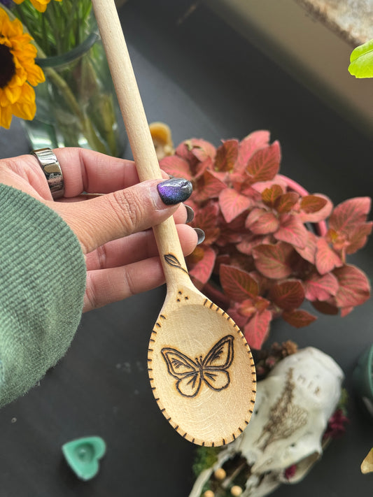 Butterfly & Vines // Hand Burned Wooden Spoon