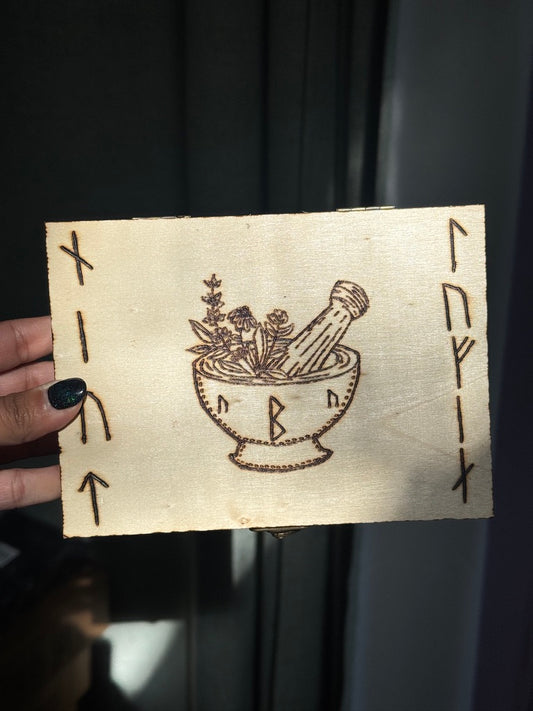 Benefit from the Healing Herbs Hand Made Hand Burned Box