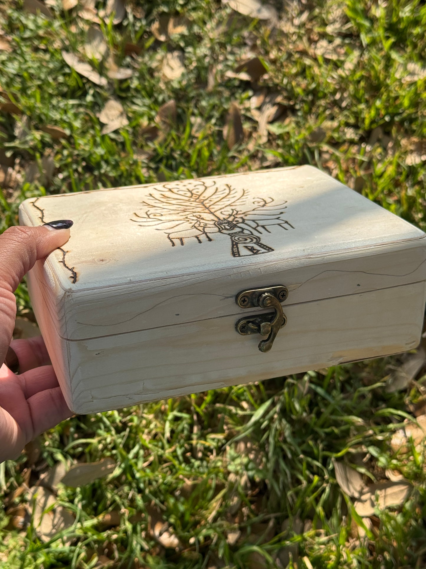 The Healing Woman Hand Made Hand Burned Box