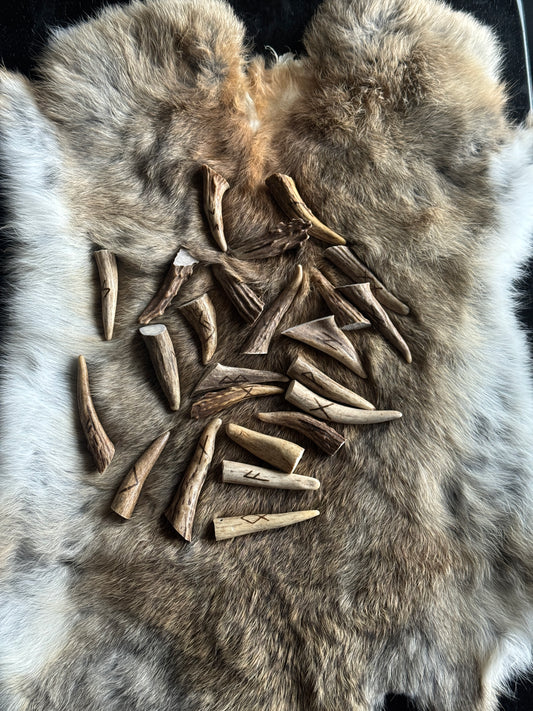 Ansuz Rabbit Fur Elder Futhark Rune Set