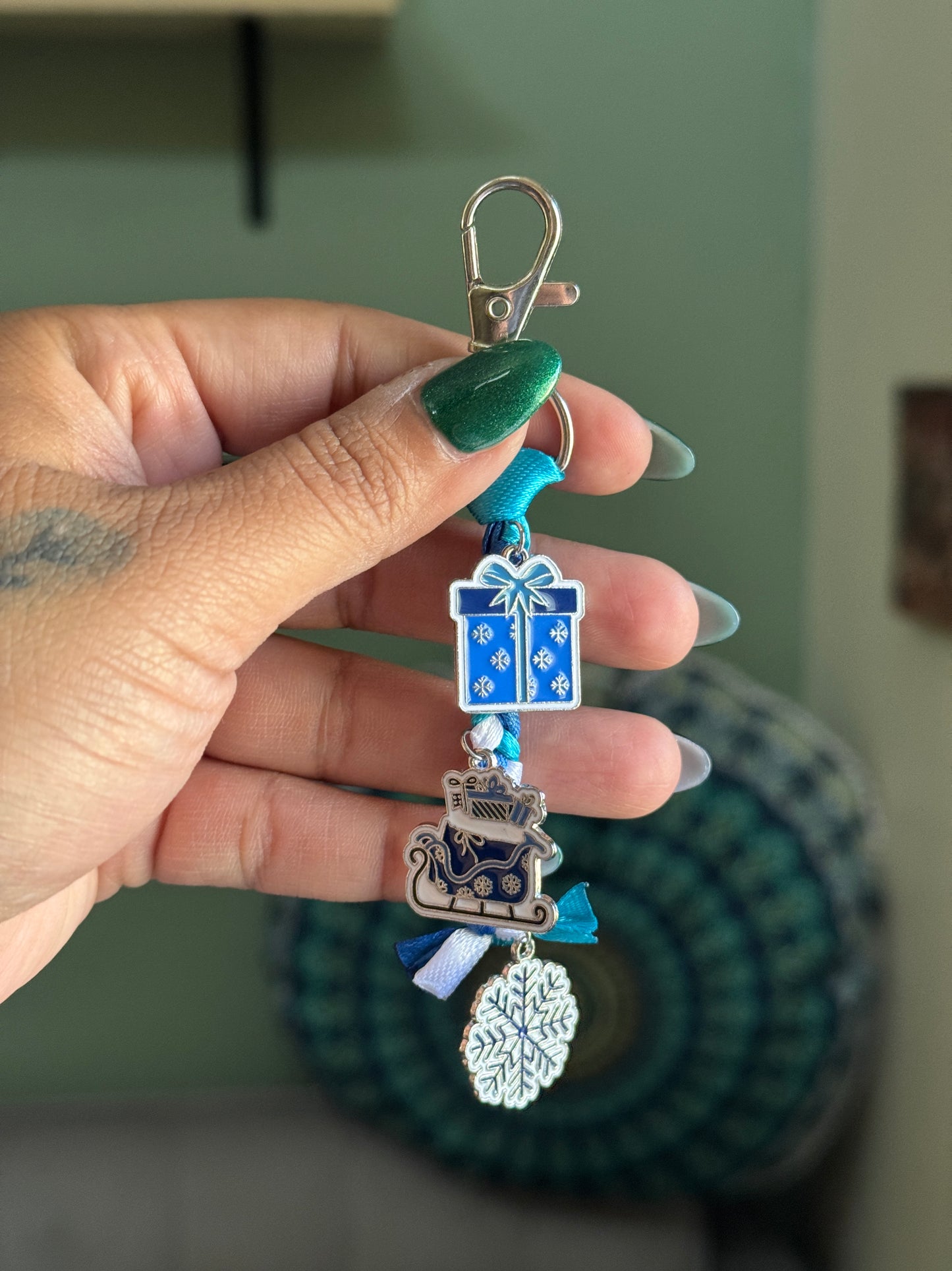 Mini Blue Christmas Kindle Charm // Bookish