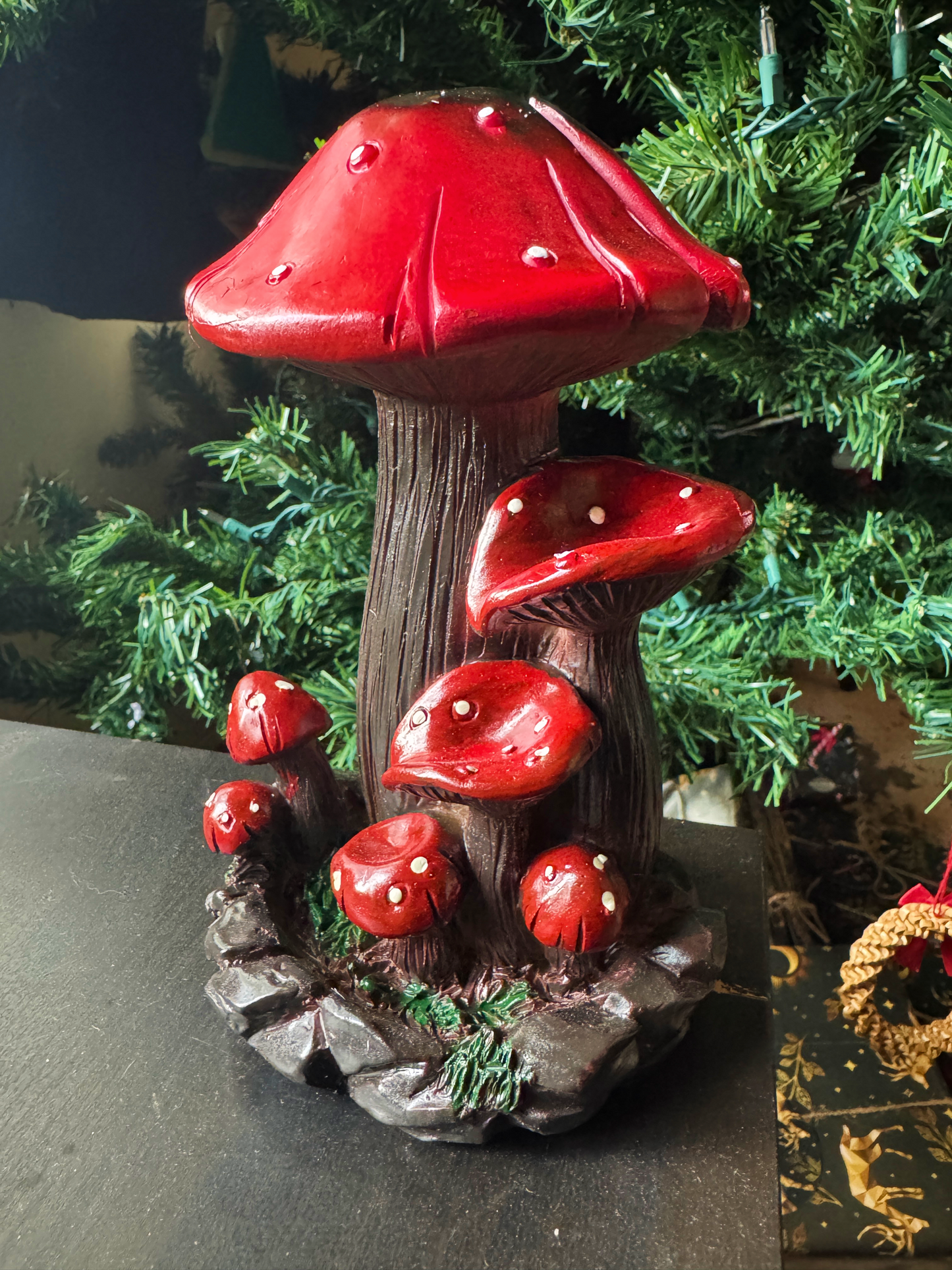 Red Cap Mushrooms Backflow Incense Burner