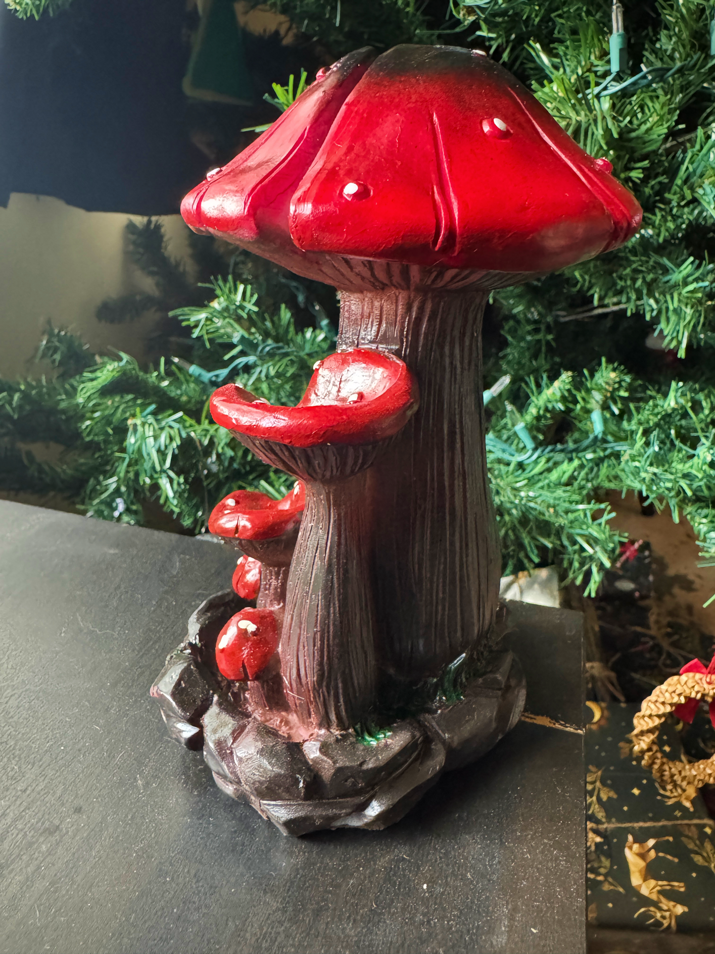 Red Cap Mushrooms Backflow Incense Burner