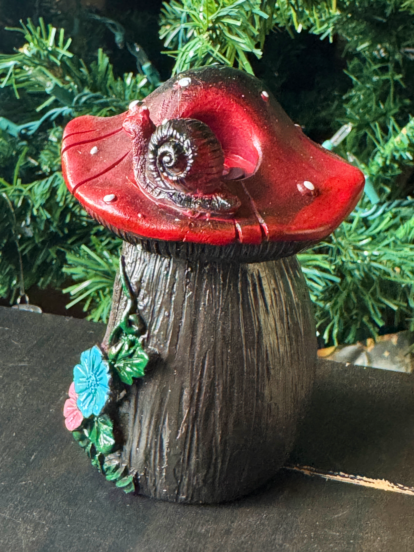 Red Cap Mushroom & Snail Backflow Incense Burner