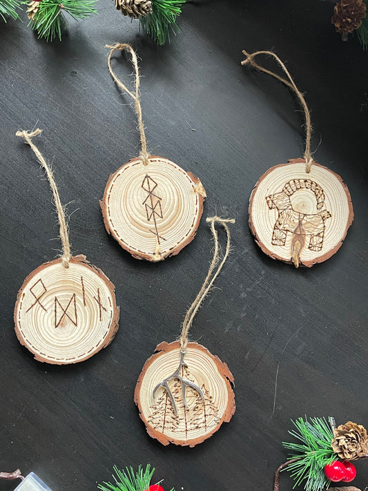 Hand Burned Tree Ornaments